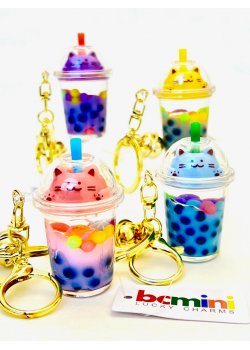 BCmini Cat Dome Boba Floaty Key Charm